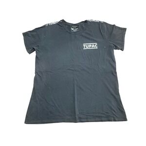 Vintage Cotton On T-Bar Tupac Shakur Graphic T-Shirt Mens Medium Black Paisley